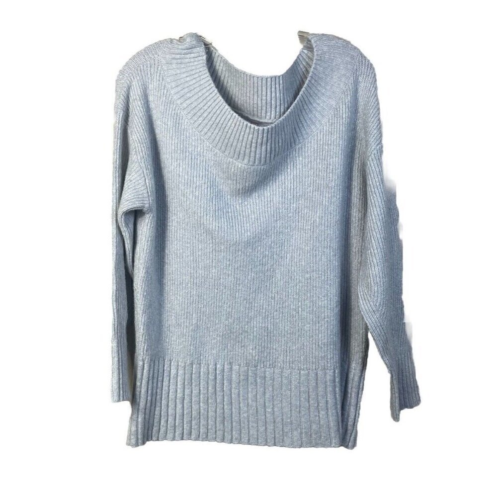NWT Chelsea 28 Women's Sweater Sz M Gray Knit Ribbed Off Shoulder Oversized